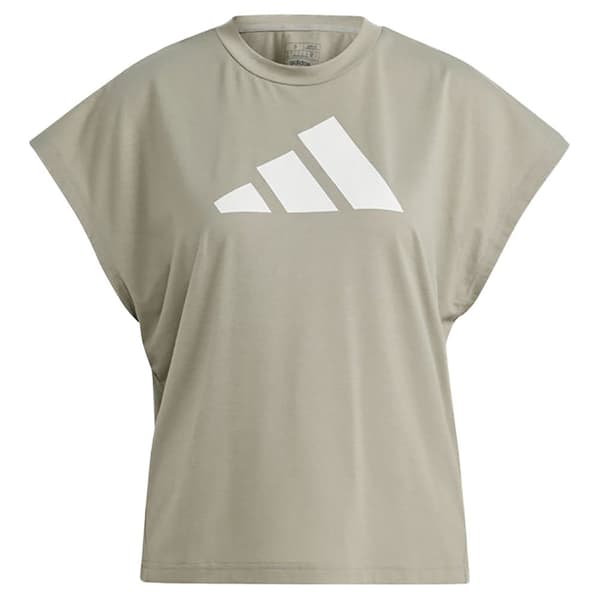 Adidas Kortärmad T-shirt Icons Regular Fit Logo Beige XS Kvinna
