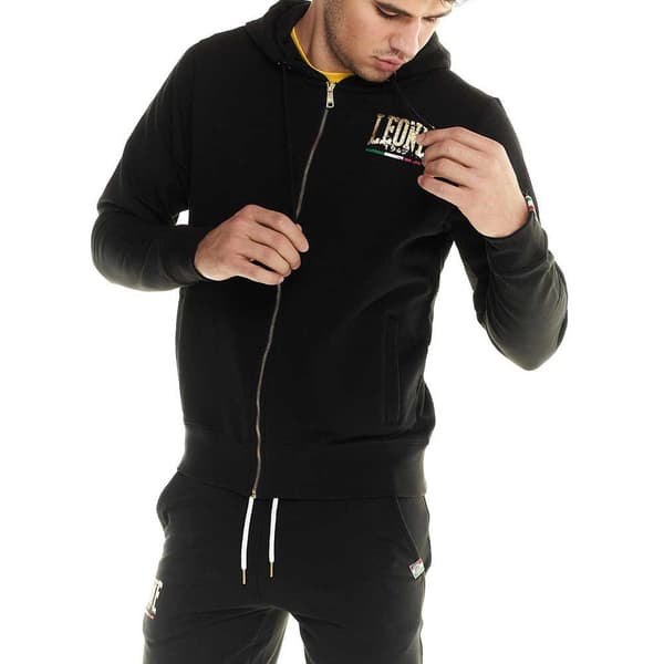 Leone Apparel Full Vetoketjullinen Villapaita Gold Musta S Mies