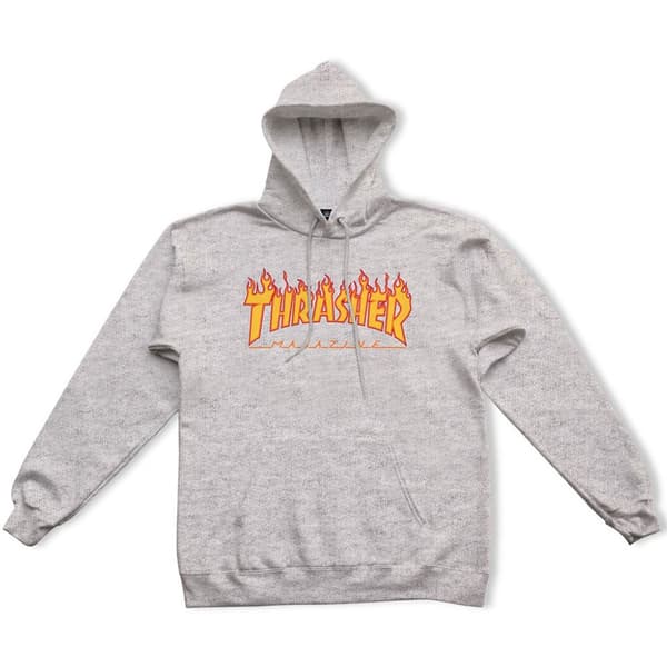 Thrasher Luvtröja Flame Logo Grå S Man