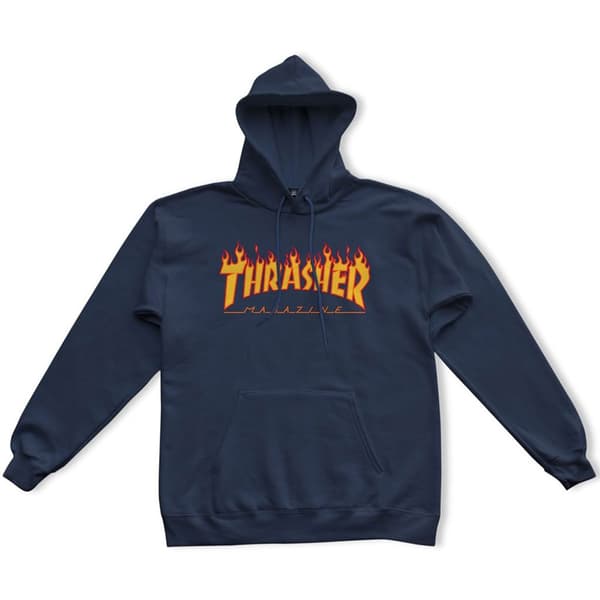 Thrasher Hættetrøje Flame Logo Blå M Mand