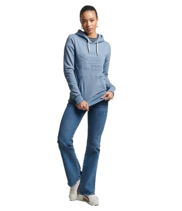 Superdry Luvtröja Vintage Logo Emboss Blå XS Kvinna