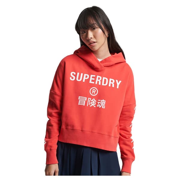 Superdry Hættetrøje Code Core Sport Crop Box Orange L Kvinde