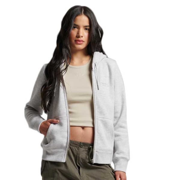 Superdry Sweatshirt Med Full Dragkedja Essential Logo Beige S Kvinna