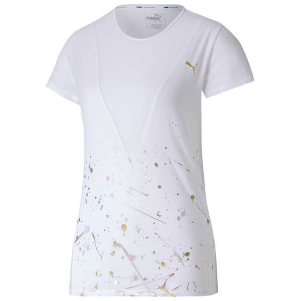 Puma Kort Ärm T-shirt Metal Splash Deep V Vit M Kvinna