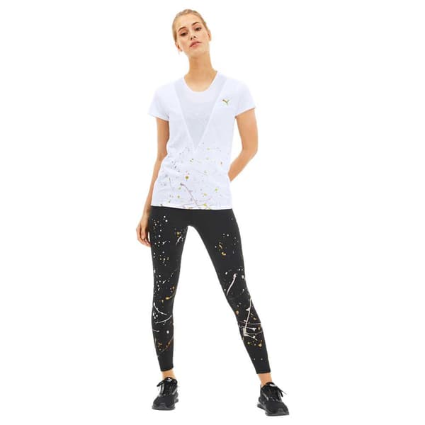 Puma Kort Ärm T-shirt Metal Splash Deep V Vit M Kvinna