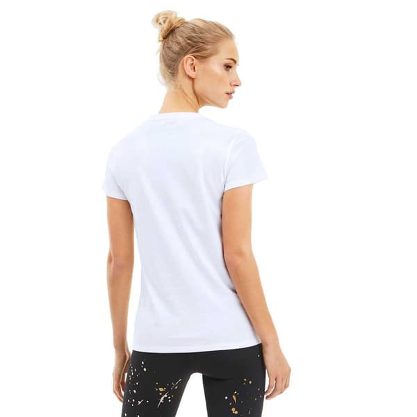 Puma Kort Ärm T-shirt Metal Splash Deep V Vit M Kvinna