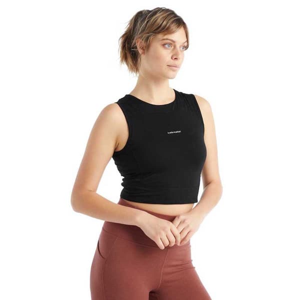 Icebreaker Ärmlös T-shirt Zoneknit Cropped Merino Svart L Kvinna