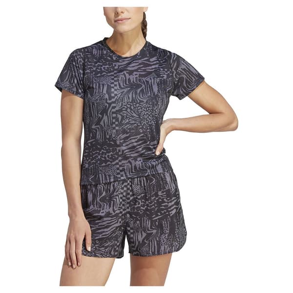 Adidas Kortärmad T-shirt 3b Aop Svart XS Kvinna
