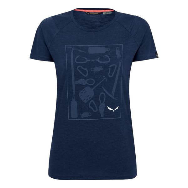 Salewa Kortærmet T-shirt Pure Box Dry Blå XL Kvinde