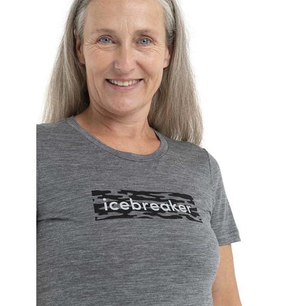 Icebreaker Lyhythihainen T-paita 150 Tech Lite Ii Iceb Logo Camo Merino Harmaa M Nainen