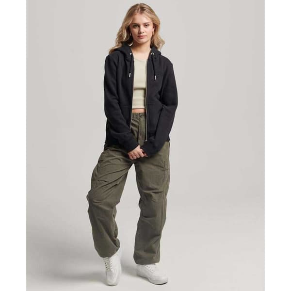 Superdry Sweatshirt Med Fuld Lynlås Essential Logo Sort M Kvinde