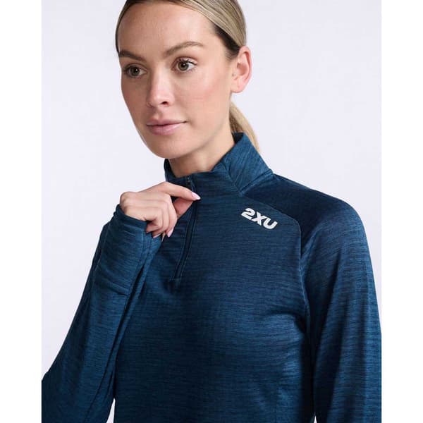 2xu T-shirt Med Halv Lynlås Ignition Blå XL Kvinde