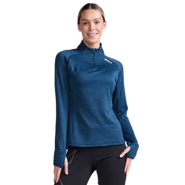 2xu T-shirt Med Halv Lynlås Ignition Blå XL Kvinde