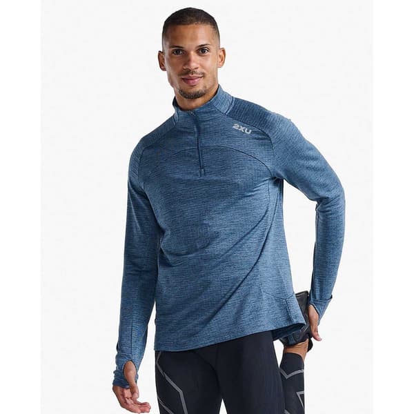 2xu T-shirt Med Halv Lynlås Ignition Blå S Mand