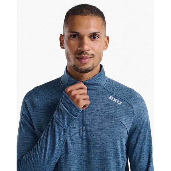 2xu T-shirt Med Halv Lynlås Ignition Blå S Mand