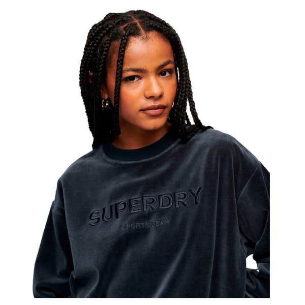 Superdry Tröja Velour Graphic Boxy Svart S Kvinna