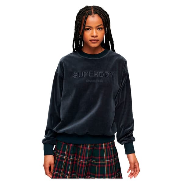 Superdry Tröja Velour Graphic Boxy Svart S Kvinna