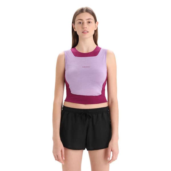 Icebreaker Hihaton T-paita Zone Knit Cropped Violetti M Nainen