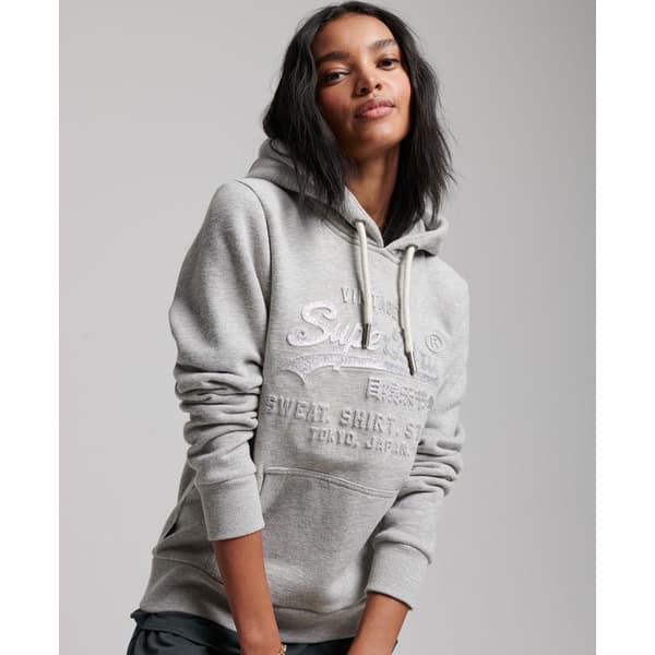 Superdry Luvtröja Vintage Logo Emboss Grå XS Kvinna