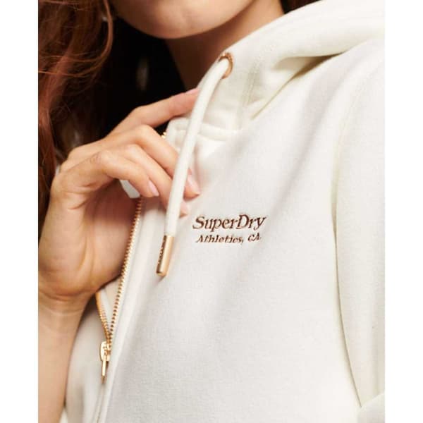 Superdry Sweatshirt Med Fuld Lynlås Essential Logo Beige XS Kvinde