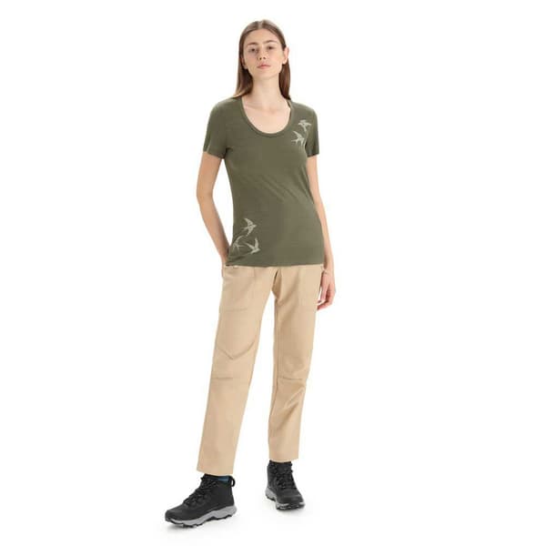 Icebreaker Kortärmad T-shirt Tech Lite Ii Scoop Shapes Merino Grönt S Kvinna