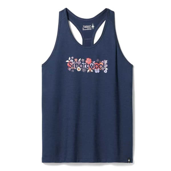 Smartwool Ärmlös T-shirt Floral Meadow Graphic Blå L Kvinna