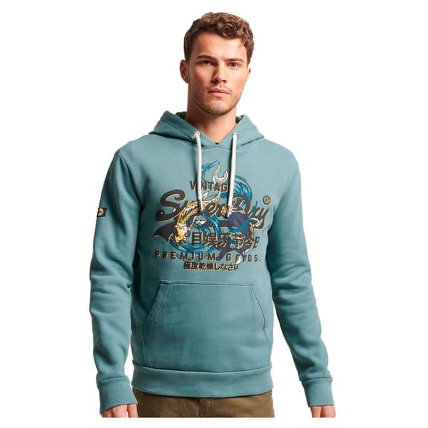 Superdry Luvtröja Japanese Vintage Logo Graphic Blå S Man