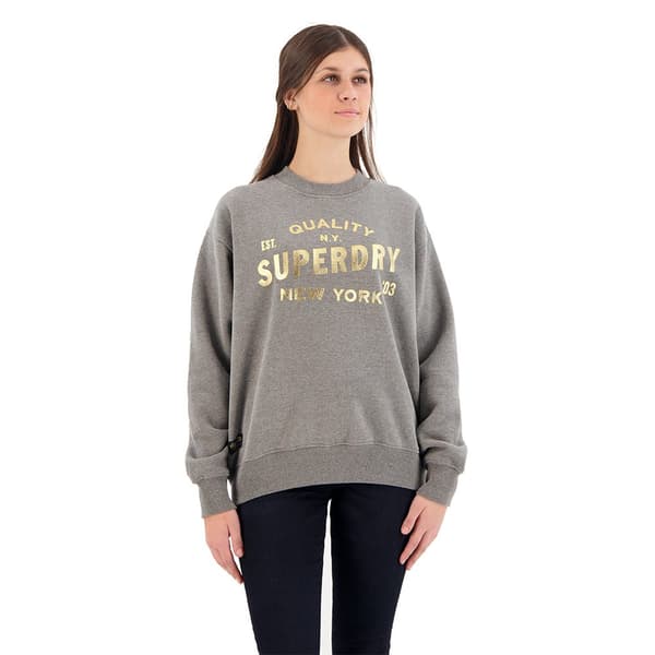 Superdry Tröja Luxe Metallic Logo Grå XS Kvinna