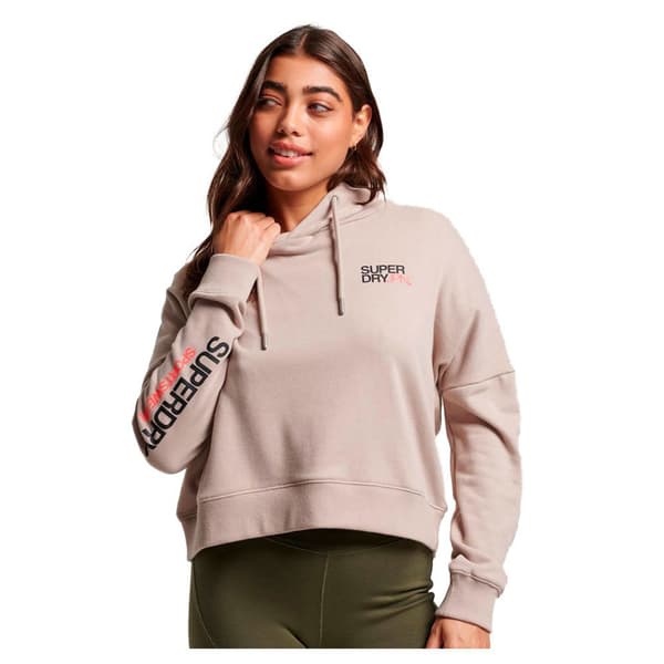 Superdry Luvtröja Sportswear Logo Boxy Beige S Kvinna
