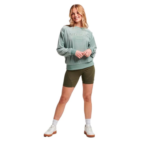 Superdry Tröja Velour Graphic Boxy Grönt S Kvinna
