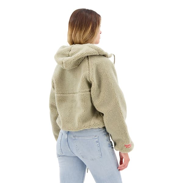 Superdry Sweatshirt Med Full Dragkedja Borg Boxy Brun L Kvinna