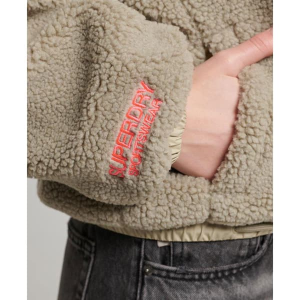 Superdry Sweatshirt Med Full Dragkedja Borg Boxy Brun L Kvinna