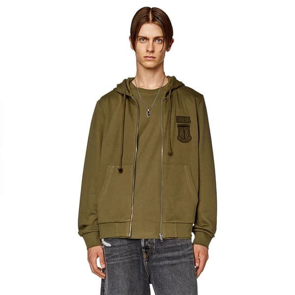 Diesel Sweatshirt Med Fuld Lynlås Ginn K10 Grøn M Mand