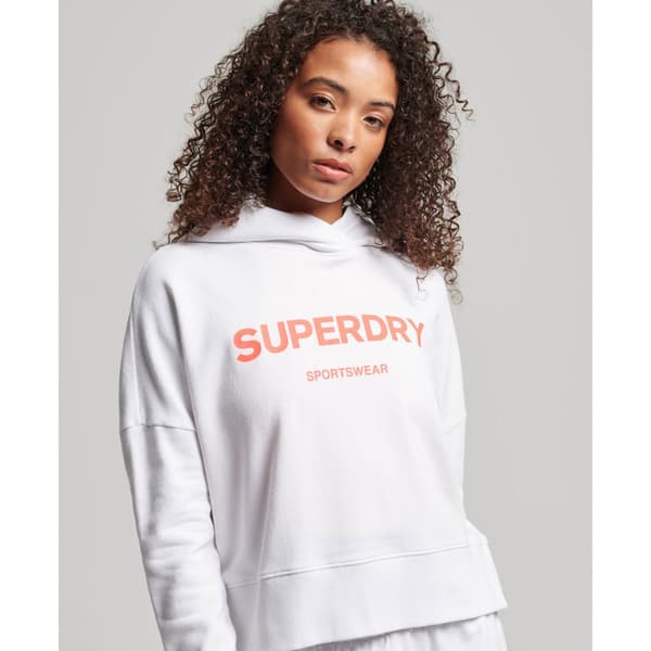 Superdry Luvtröja Code Core Sport Crop Box Vit 2XS Kvinna