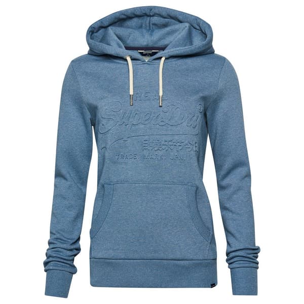 Superdry Luvtröja Vintage Logo Emboss Blå 2XS Kvinna