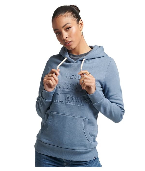 Superdry Hættetrøje Vintage Logo Emboss Blå 2XS Kvinde