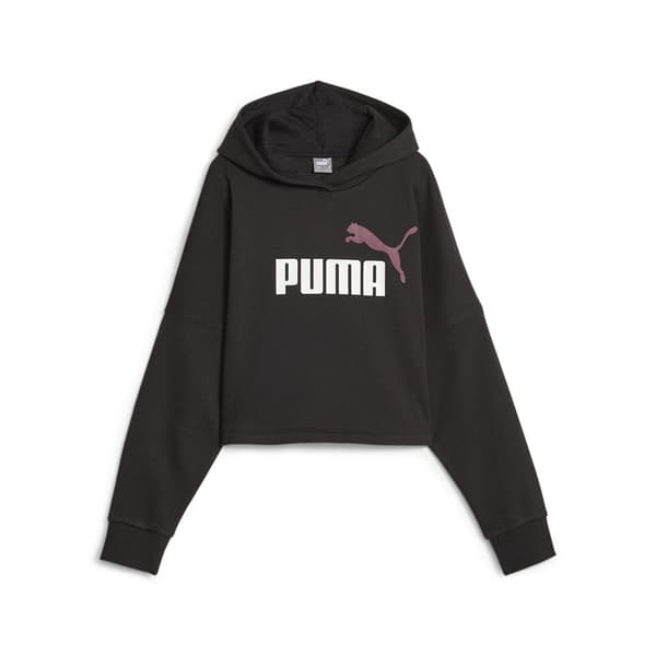 Puma Luvtröja Ess Logo Cropped Svart 9-10 Years Flicka