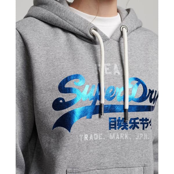 Superdry Luvtröja Vintage Logo Athletic Grå 2XS Kvinna