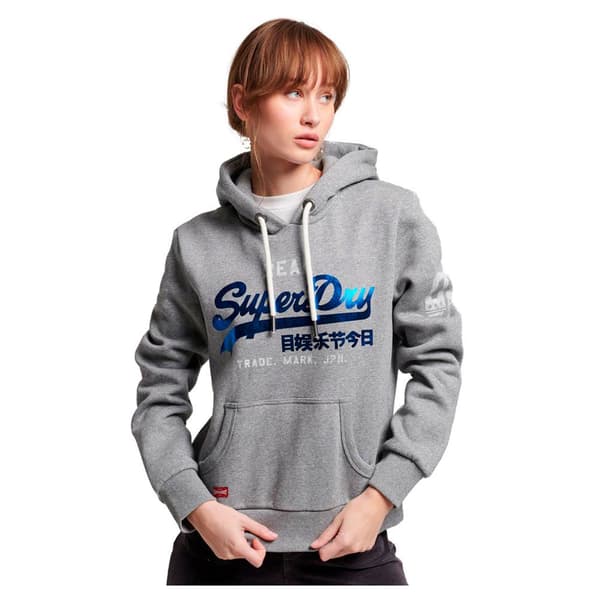 Superdry Luvtröja Vintage Logo Athletic Grå 2XS Kvinna