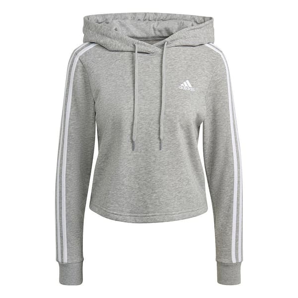 Adidas Raidallinen Leikattu Huppari Essentials 3 Harmaa XL Nainen