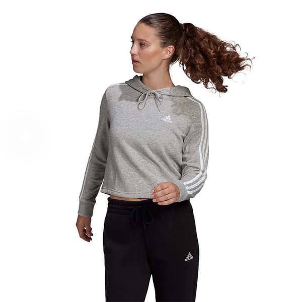 Adidas Stripes Cropped Hoodie Essentials 3 Grå XL Kvinna