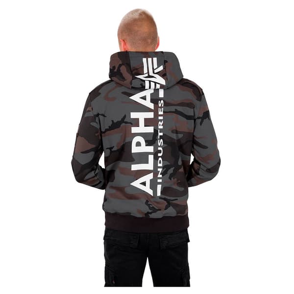 Alpha Industries Back Print Camo Huvtröja Grå XS Man