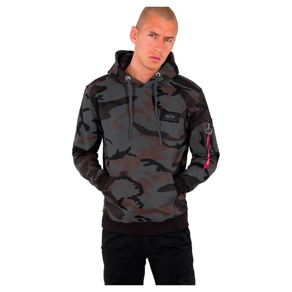 Alpha Industries Back Print Camo Huvtröja Grå XS Man