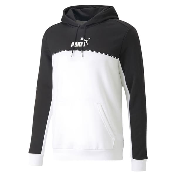 Puma Ess Block X Tape Tröja Med Huva Vit,Svart M Man