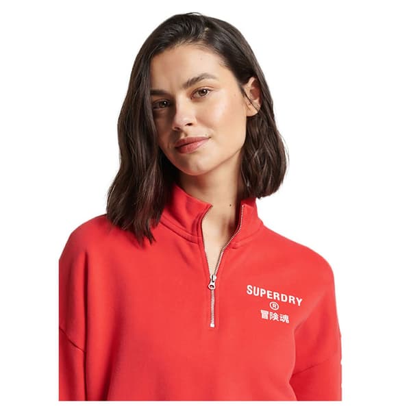 Superdry Halv Lynlå Sweatshirt Code Core Sport Rød XL Kvinde