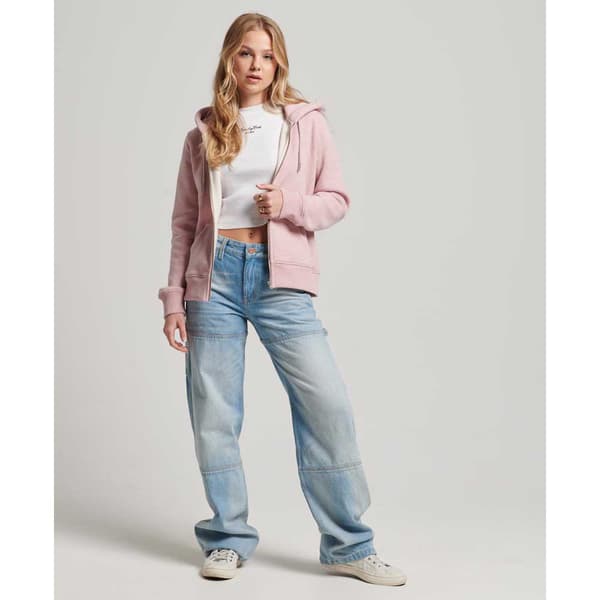 Superdry Sweatshirt Med Full Dragkedja Essential Logo Rosa 2XS Kvinna