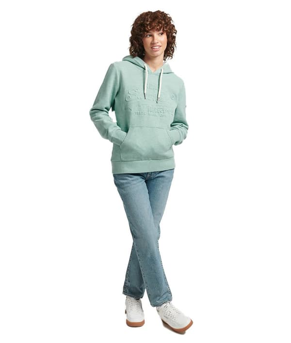 Superdry Luvtröja Vintage Logo Emboss Grönt 2XS Kvinna