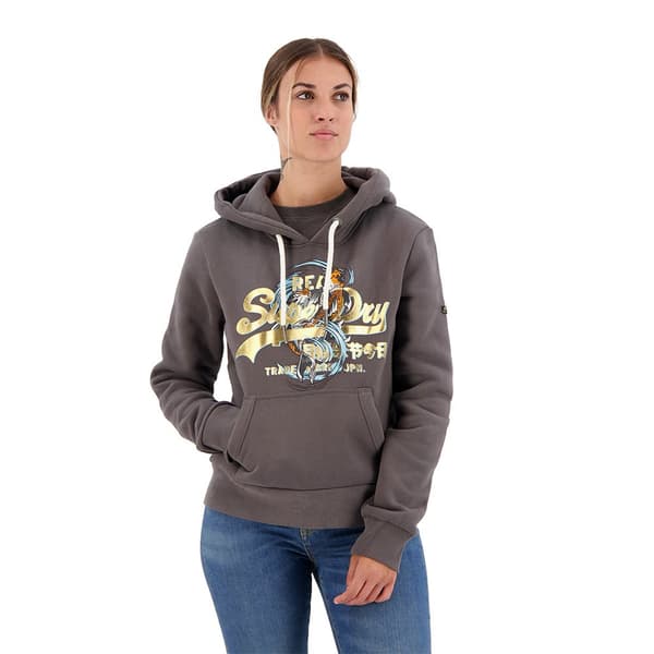 Superdry Hættetrøje Japanese Vintge Logo Graphic Grå 2XS Kvinde