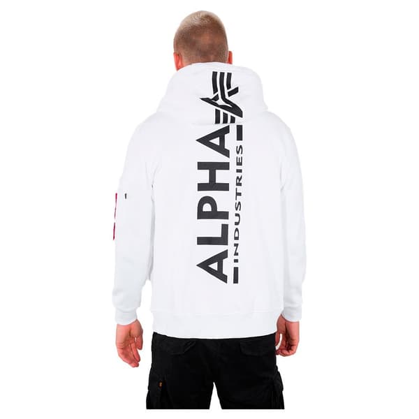 Alpha Industries Back Print Sweatshirt Med Lynlås Hvid L Mand
