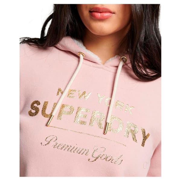 Superdry Luvtröja Luxe Metallic Logo Rosa 2XS Kvinna